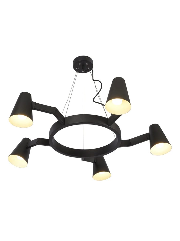 STROPNA LAMPA Biarritz 5 arm round, matt black.1