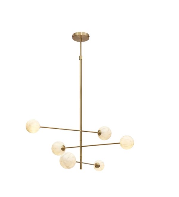 STROPNA LAMPA Carrara 3 arm6 globe bijeli mramorni otisakzlato.1