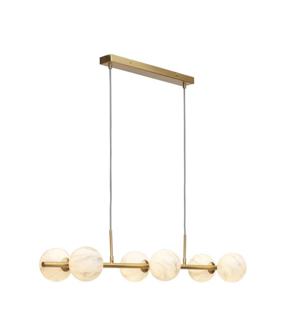 STROPNA LAMPA Carrara 6 globe,bijeli mramorzlato.1