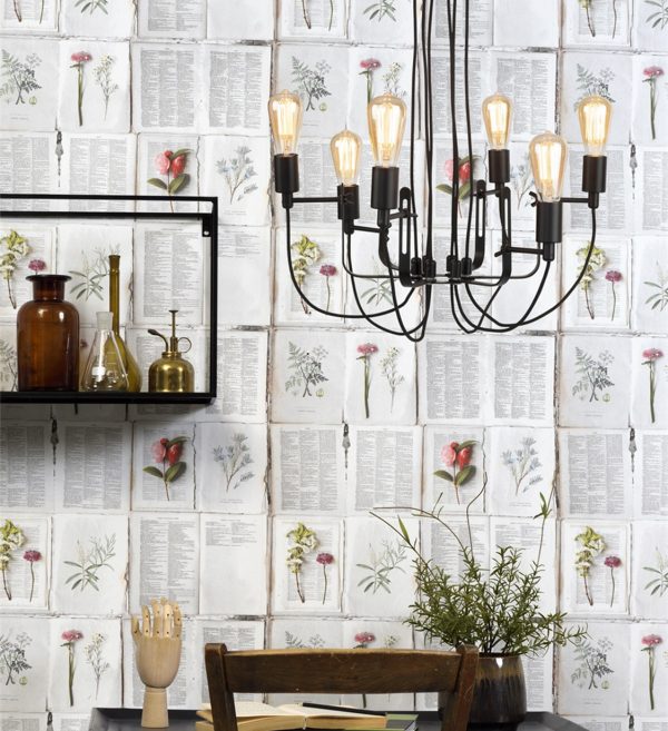 STROPNA LAMPA Seattle 6 arm textile wire,crna5