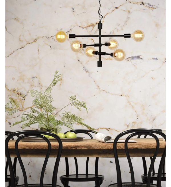 STROPNA LAMPA iron Nashville 3 arm,crna