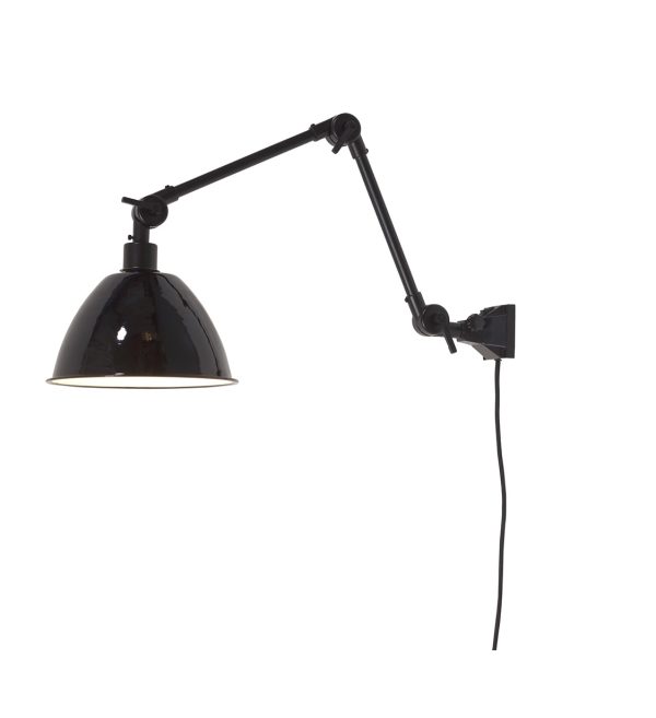 Wall lamp Amsterdam enamel shade black, M.2