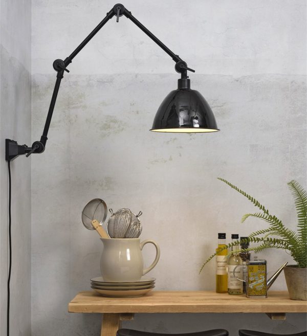 ZIDNA LAMPA Amsterdam enamel shade crna, L.1